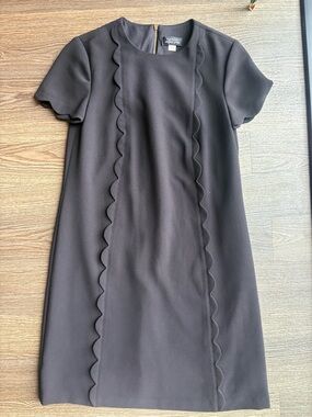 Tahari Scallop-Trim Black Dress